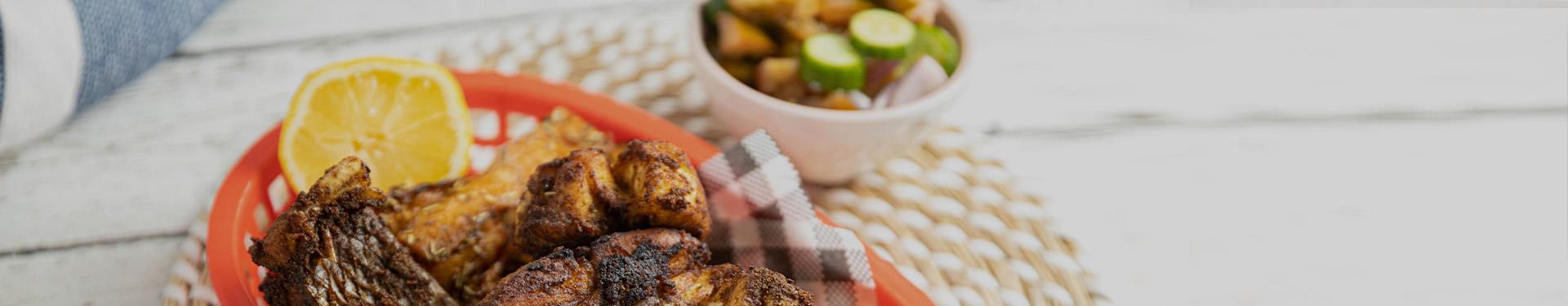 Fish and chips with indian twist banner