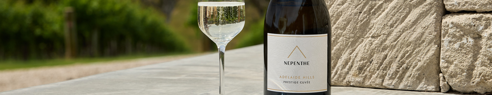 Bottle of sparkling and a glass