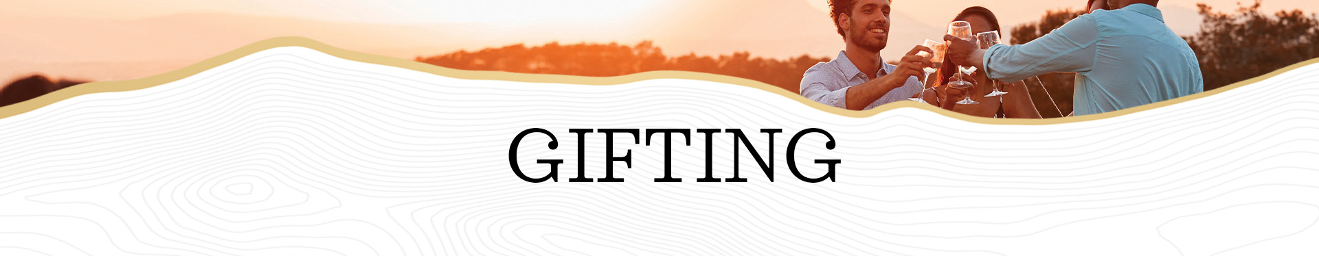 "Gifting" written over individuals drinking various glasses of Nepenthe wine